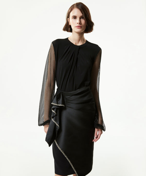 Machka Blouse With Micro Crystal Stones Black