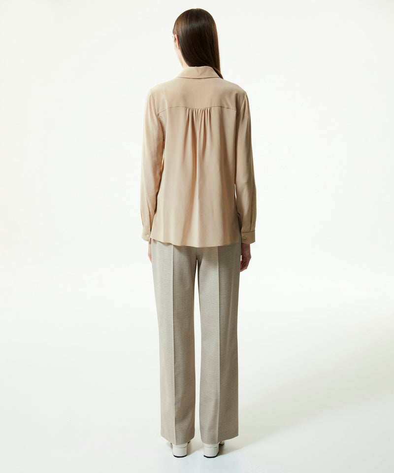 Machka Solid Basic Silk Shirt Camel