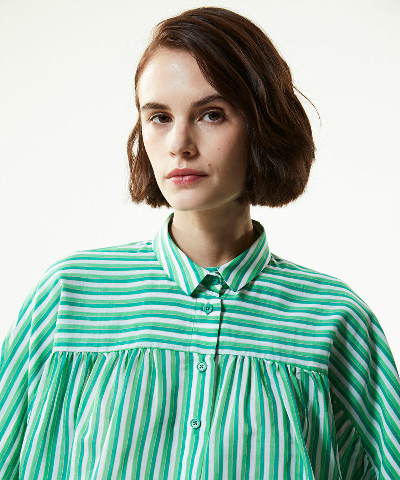 Machka Line Pattern Oversized Shirt Green