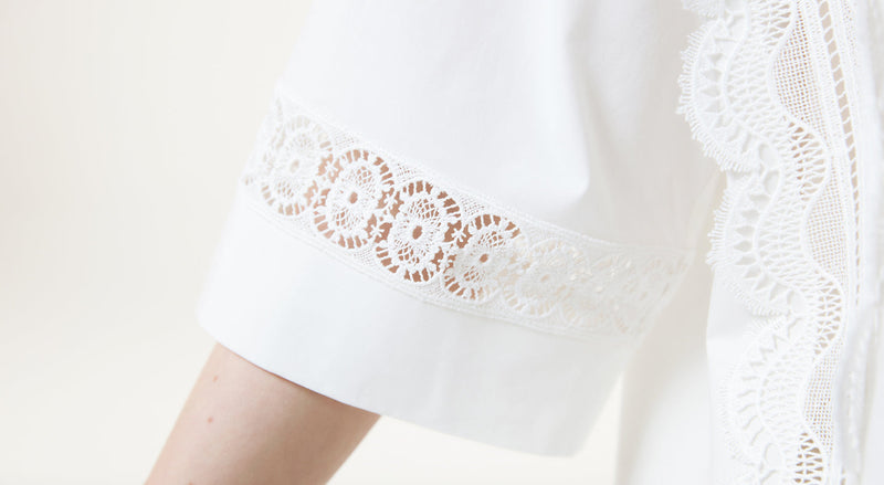 Machka Lace-Trimmed Poplin Shirt White