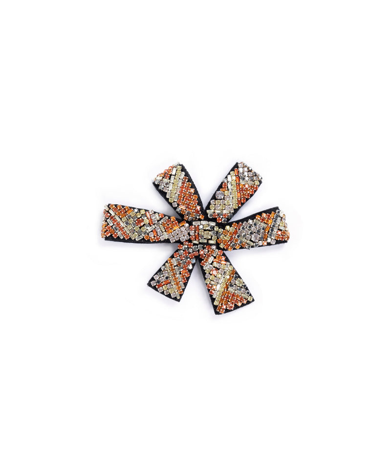 Machka Bow-Embellished Brooch Orange