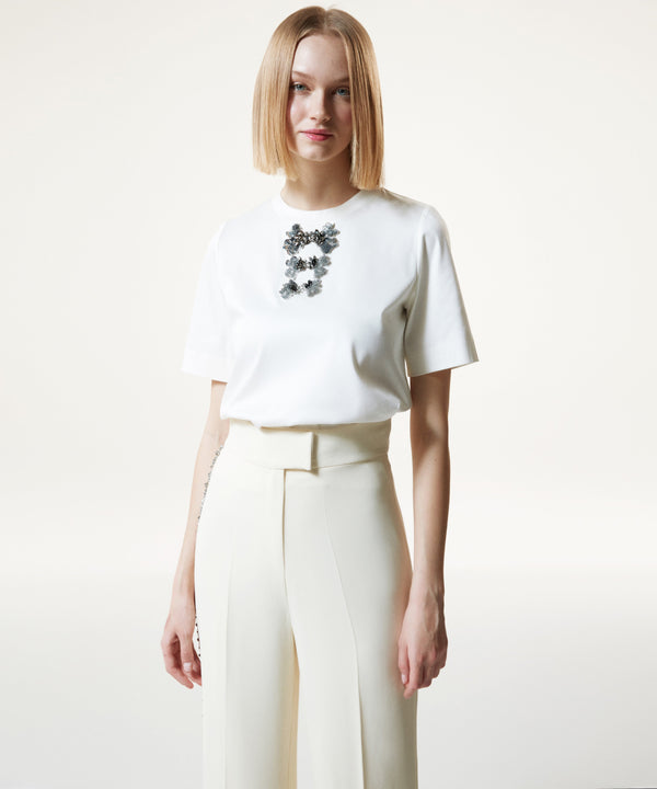 Machka Sequin And Bead Embroidered Top Off White