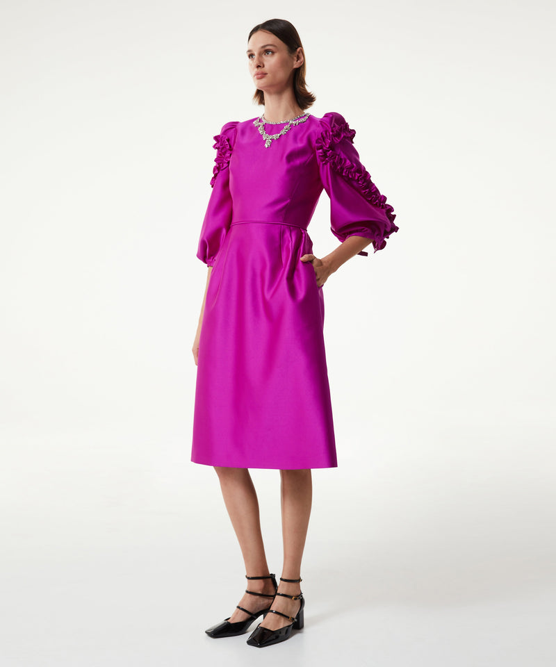 Machka Stone Embroidered Satin Duchess Dress Pink