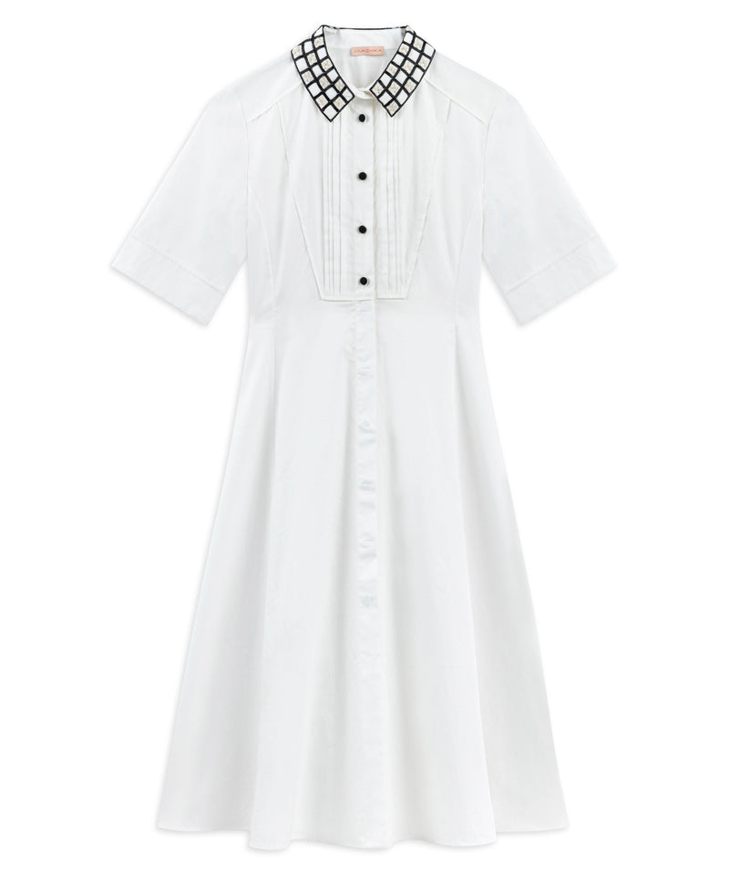 Machka Poplin Dress With Contrast Buttons White