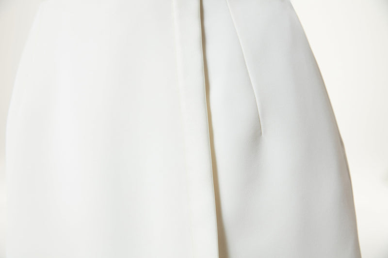 Machka Slit Crepe Skirt Off White