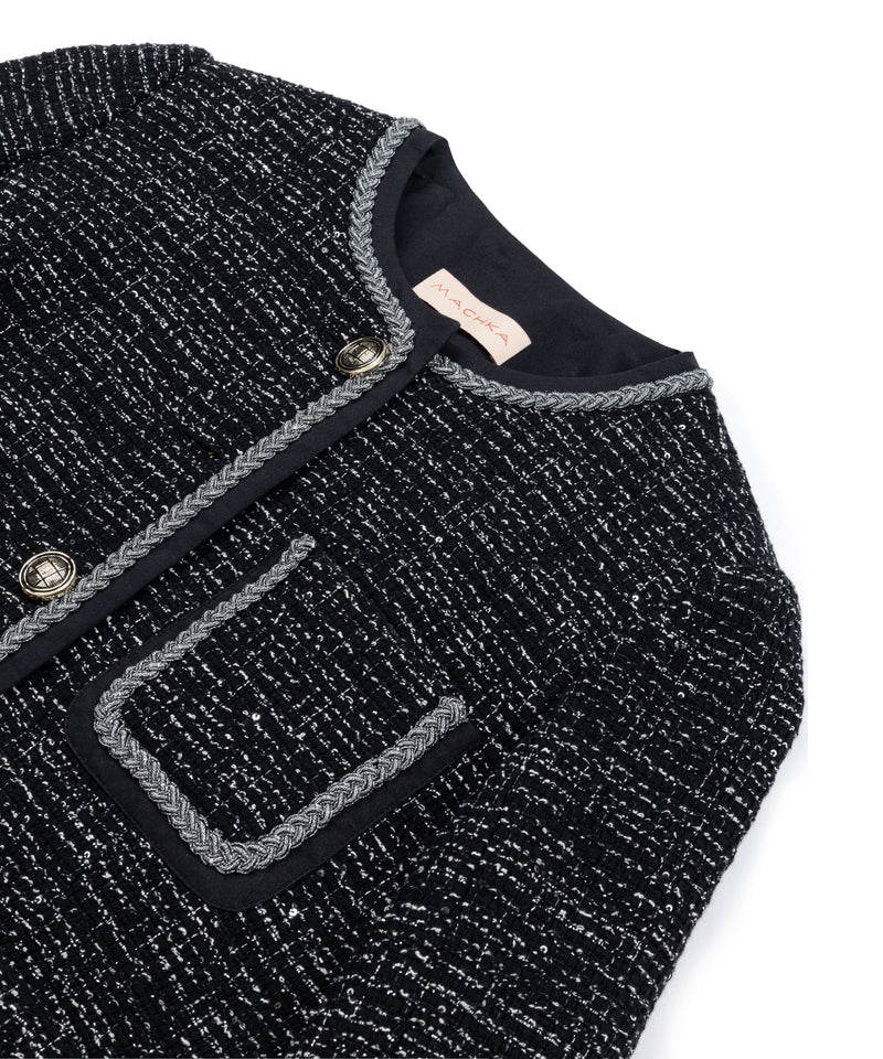 Machka Multi-Pocket Tweed Jacket Black