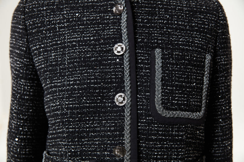 Machka Multi-Pocket Tweed Jacket Black