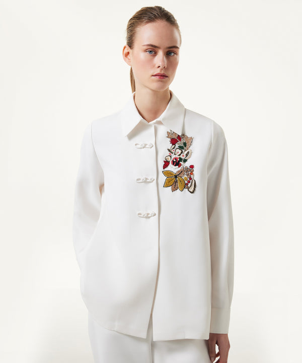 Machka Embroidered Shirt Jacket White