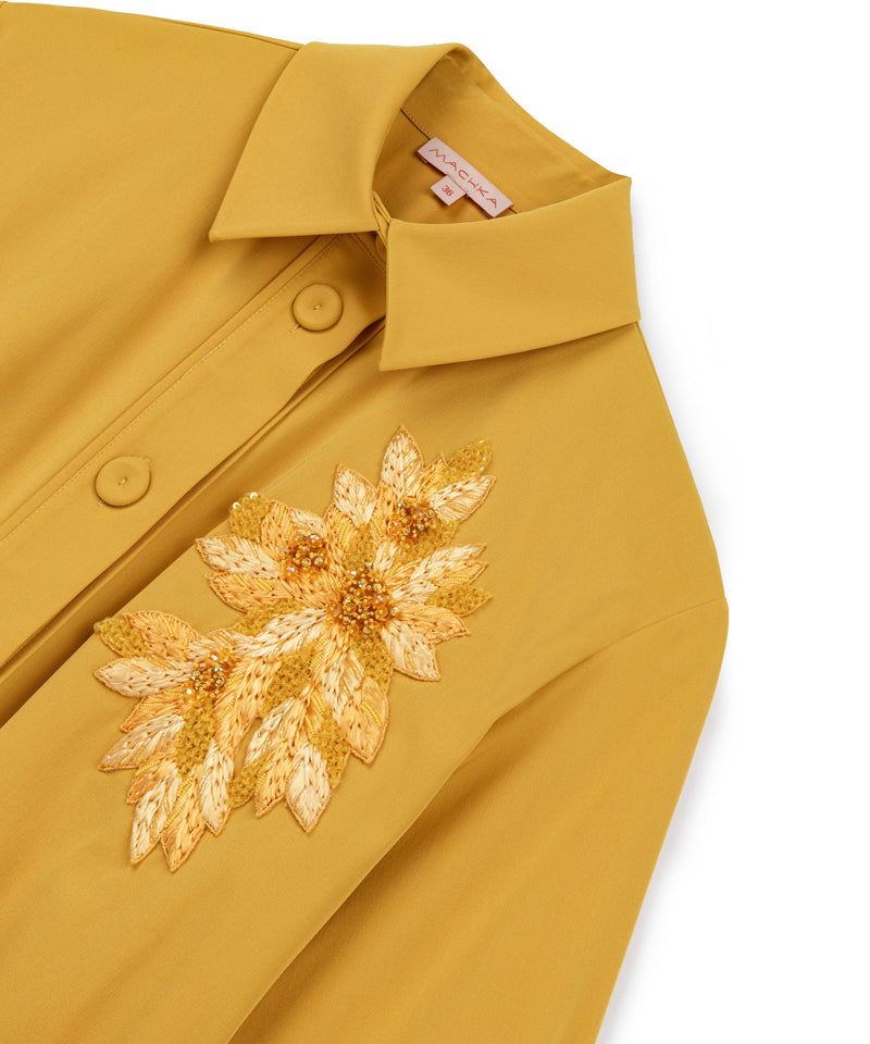 Machka Embroidered Shirt Collar Blouse Yellow