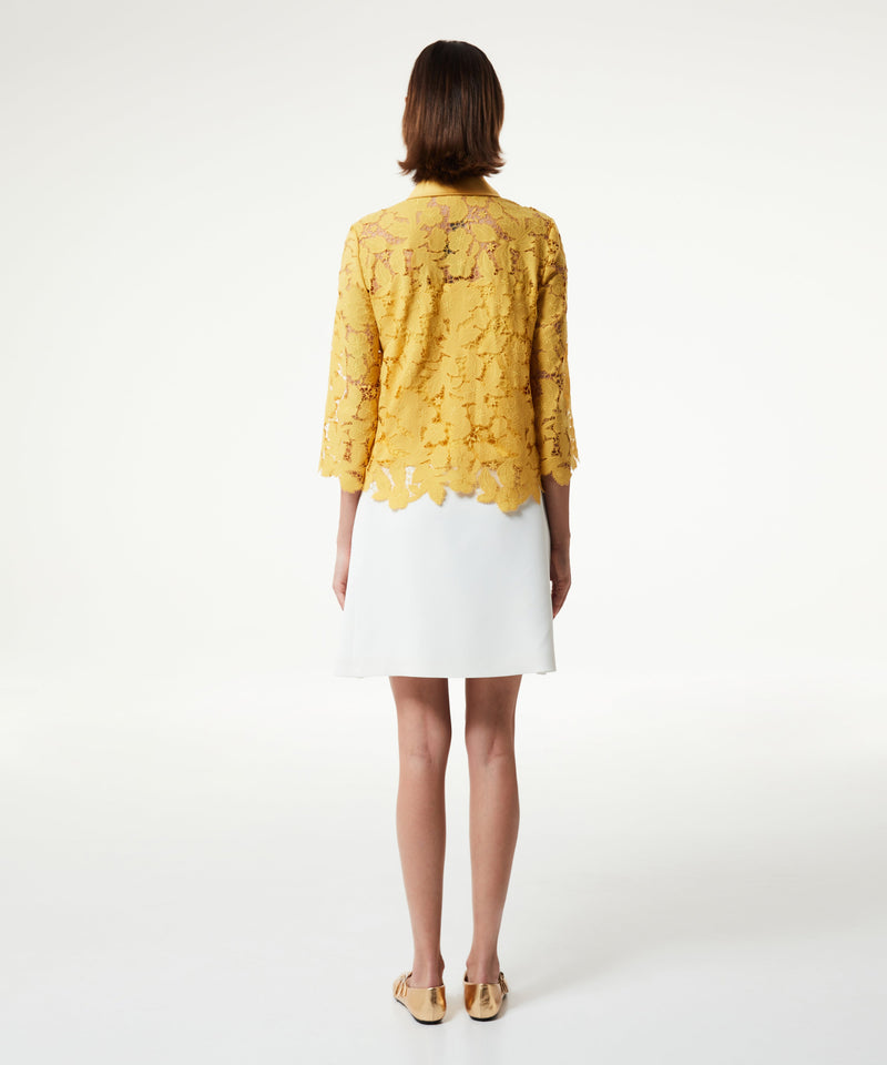Machka Embroidered Satin Duchess Mix Shirt Yellow