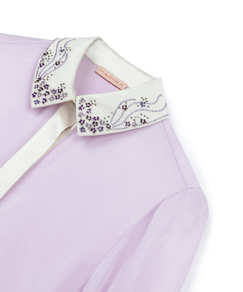 Machka Embroidered Colorblock Shirt Lilac
