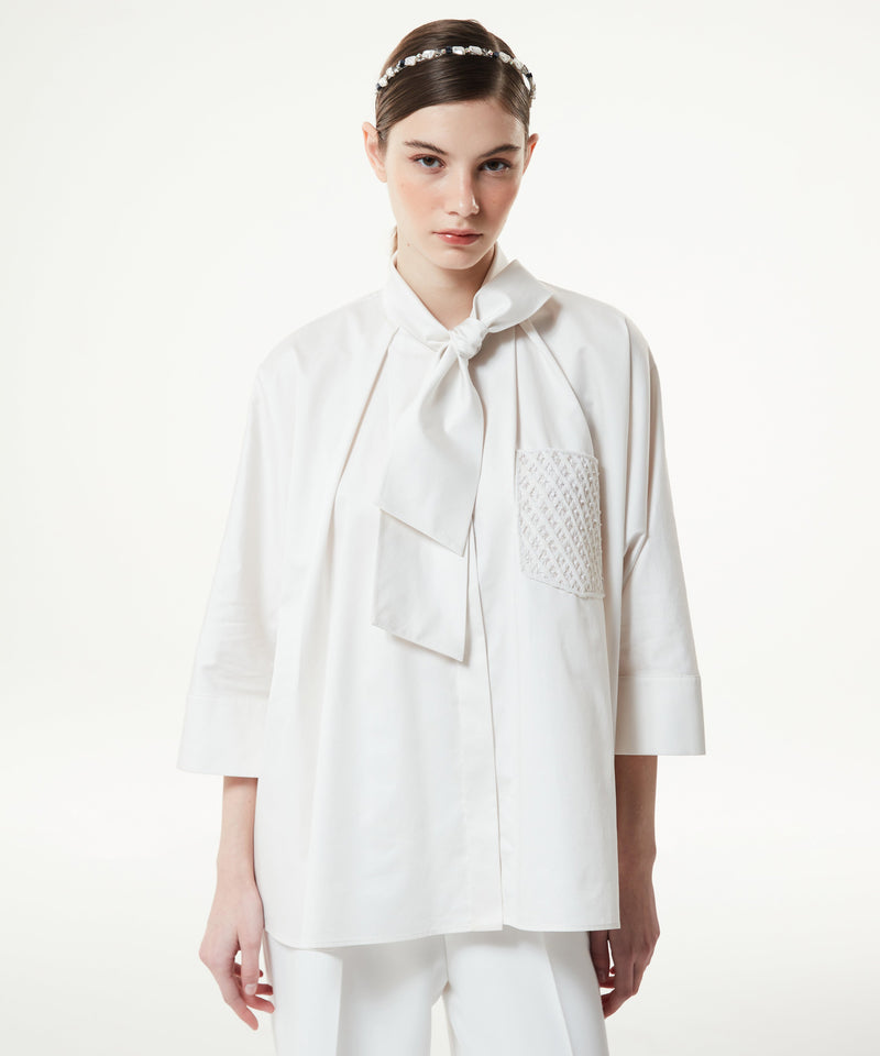 Machka Scarf Effect Embroidered Shirt Ecru