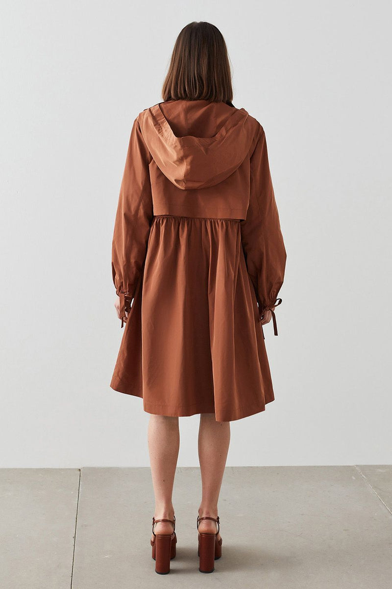 Machka Zip Up Hoodie Trench Coat Brick