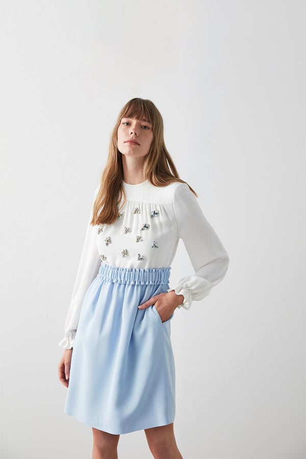 Machka Stone-Embroidered Dress Off White