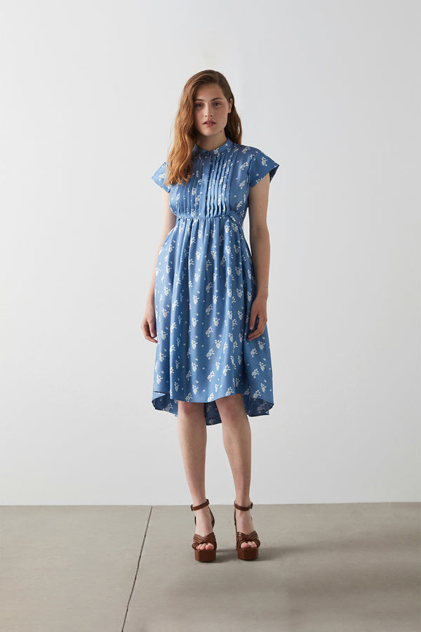 Machka Floral Printed Short Dress Blue
