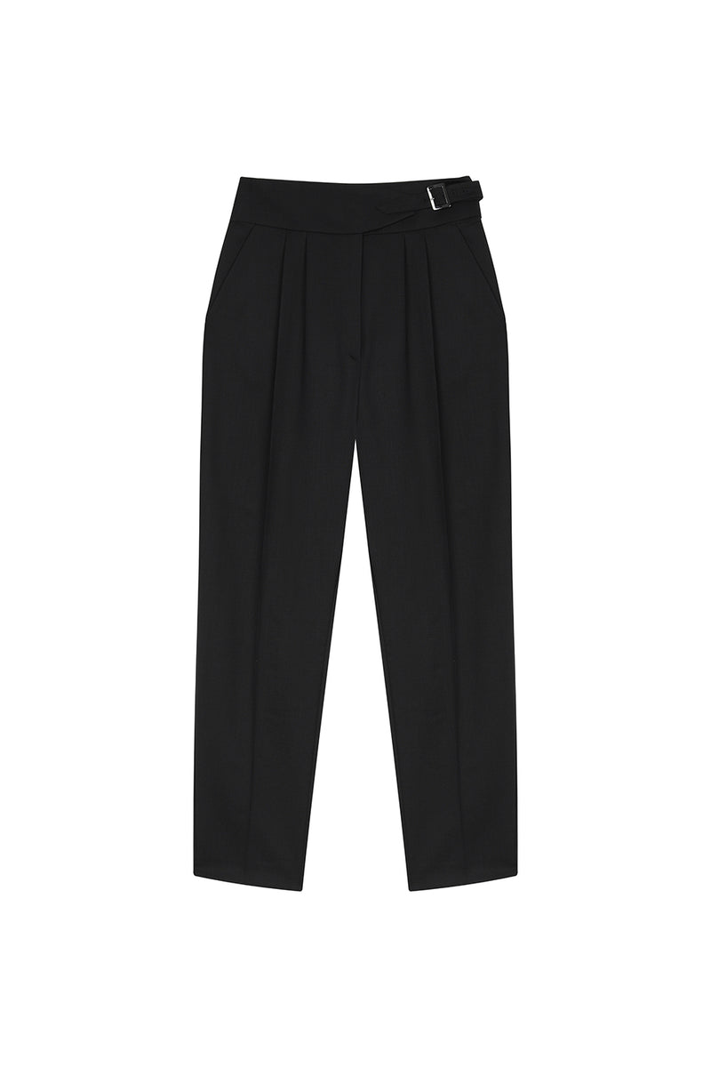 Machka Wool Belt Detail Trouser Black