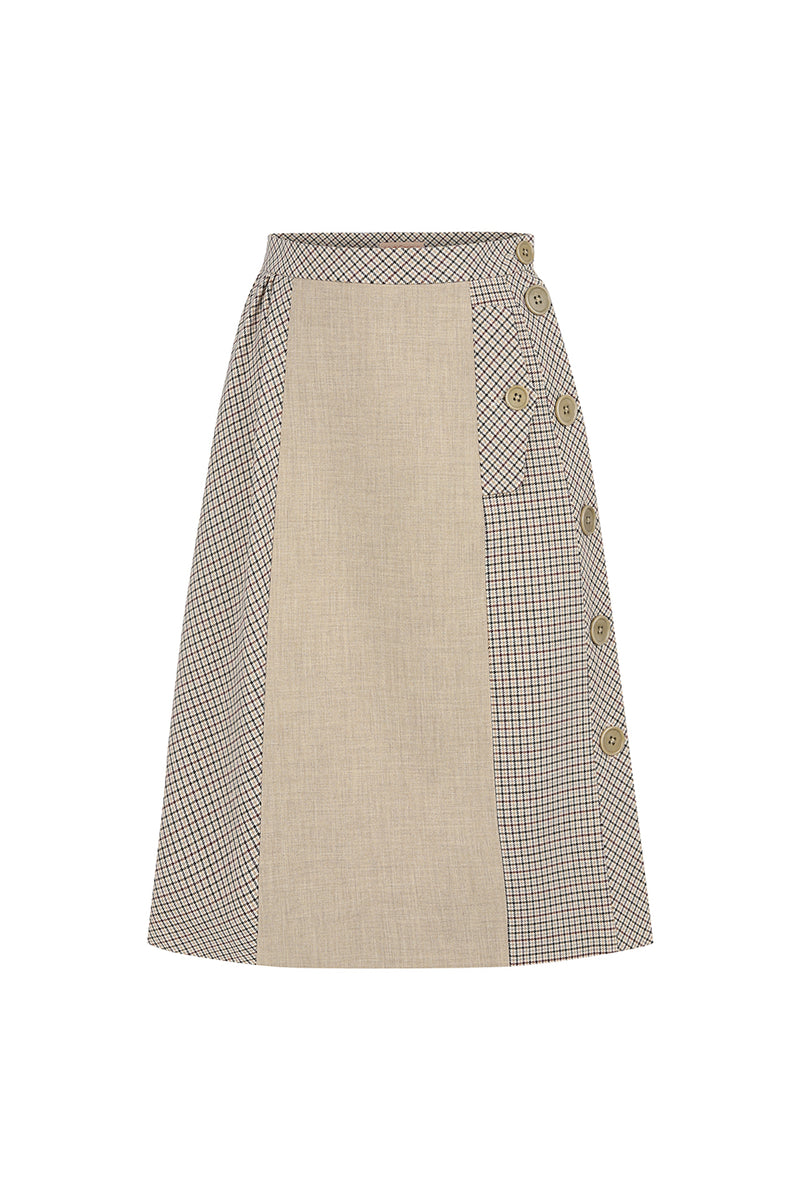 Machka Fabric Mix Skirt Beige