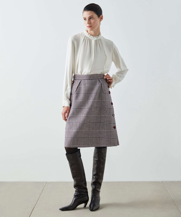 Machka Houndstooth Pattern Skirt Bordeaux