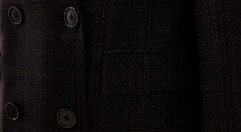 Machka Plaid Pattern Blazer Brown