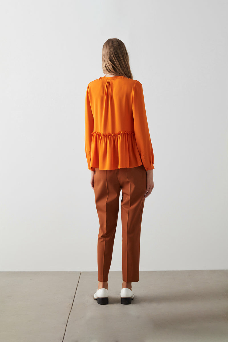 Machka Ruffle Hem Blouse Orange