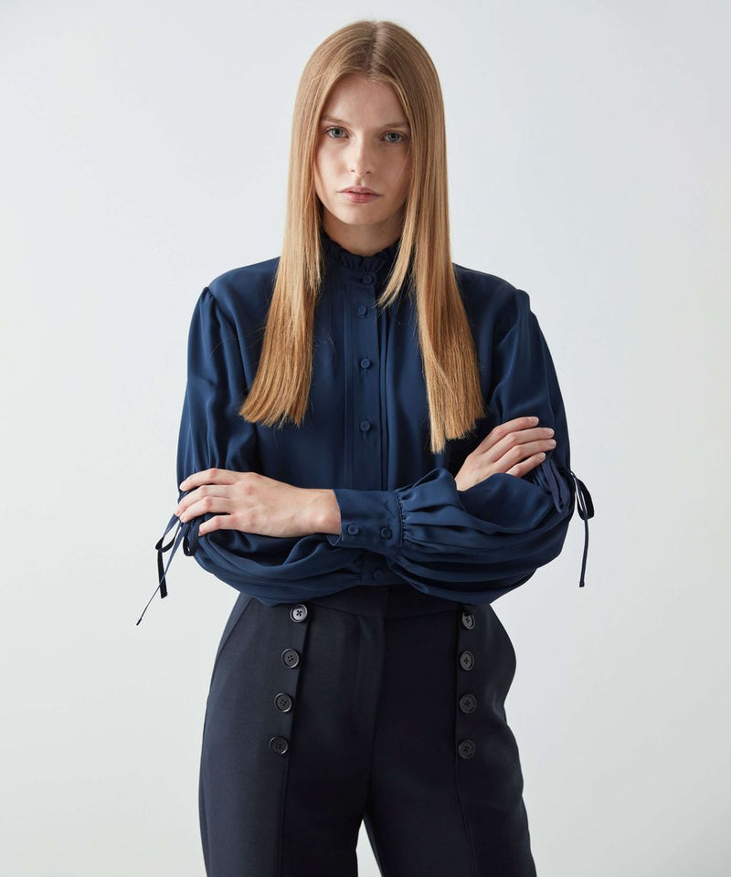 Machka Frill Collar Detail Shirt Navy