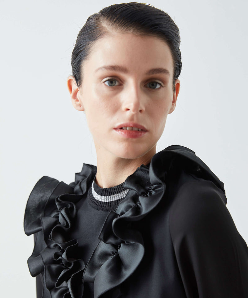 Machka Ruffle Detail Top Black