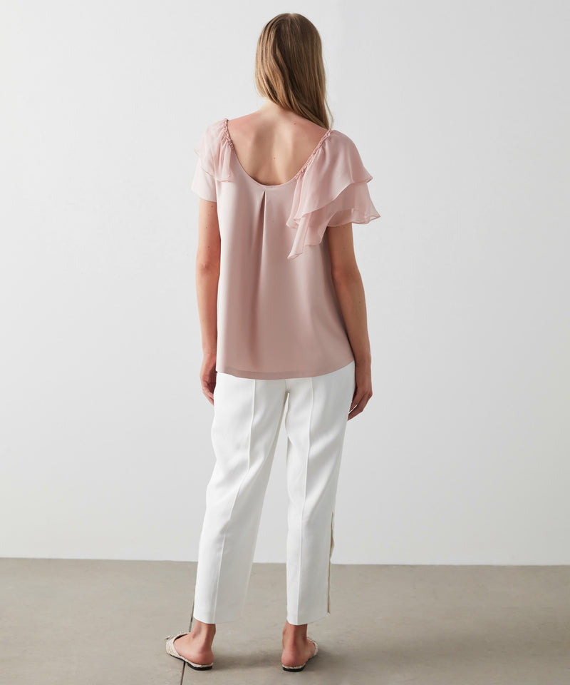 Machka Ruffle Detail T-Shirt Powder