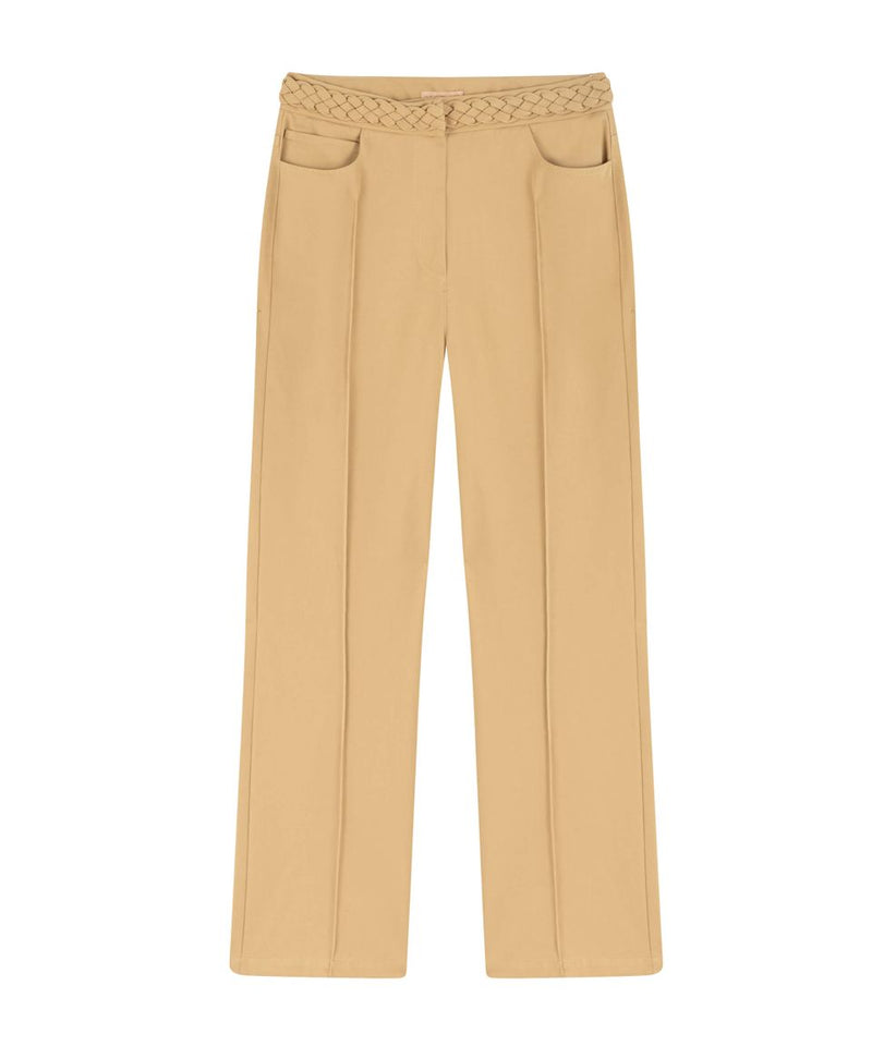 Machka Classic Waist Pin Tuck Solid Trouser Sand