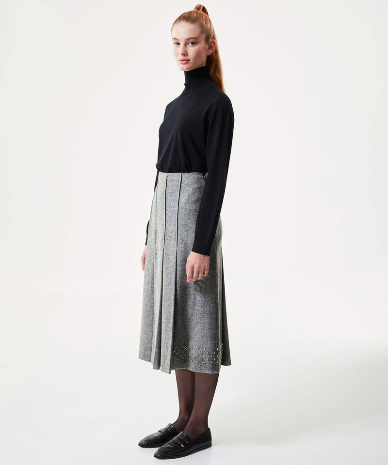 Machka Pleated Skirt With Embellished On Hem Dark Grey