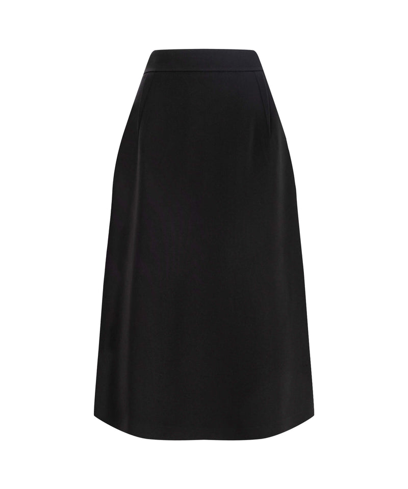 Machka Pleated Godet Skirt With Metal Zipper Black