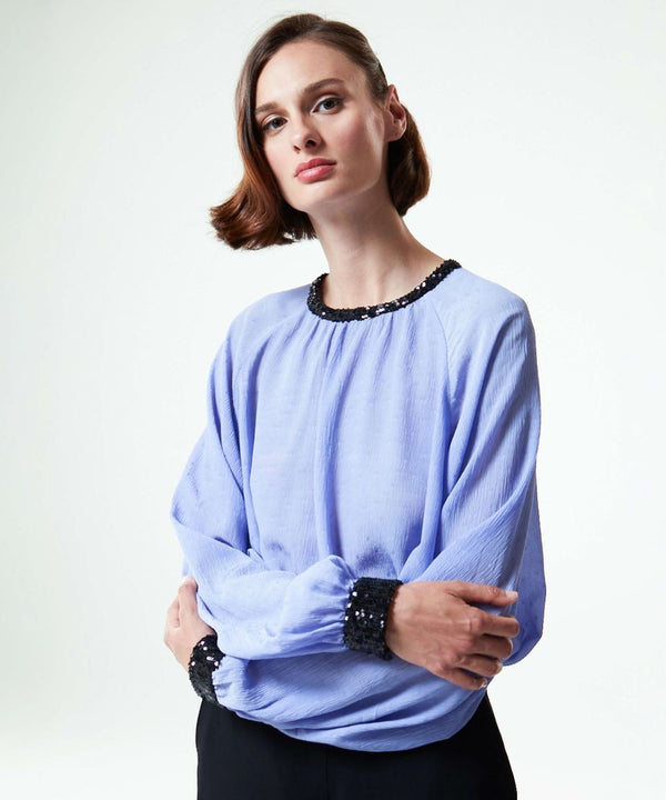 Machka Smart Solid Sequin Blouse Lilac