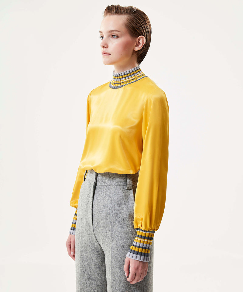 Machka Ribbed Detail Blouse Mustard