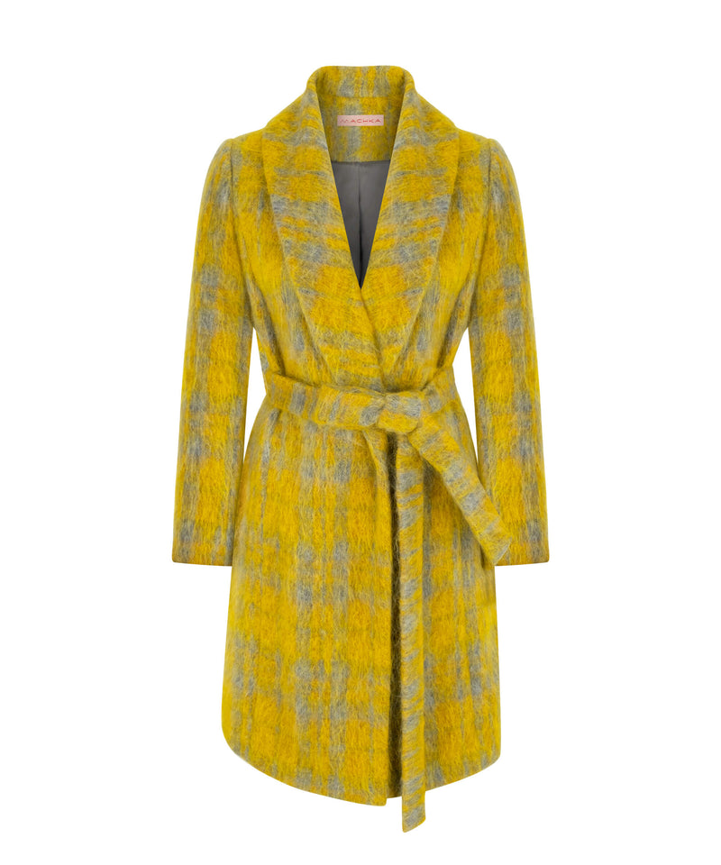 Machka Wool Blend Coat With Belt Yellow