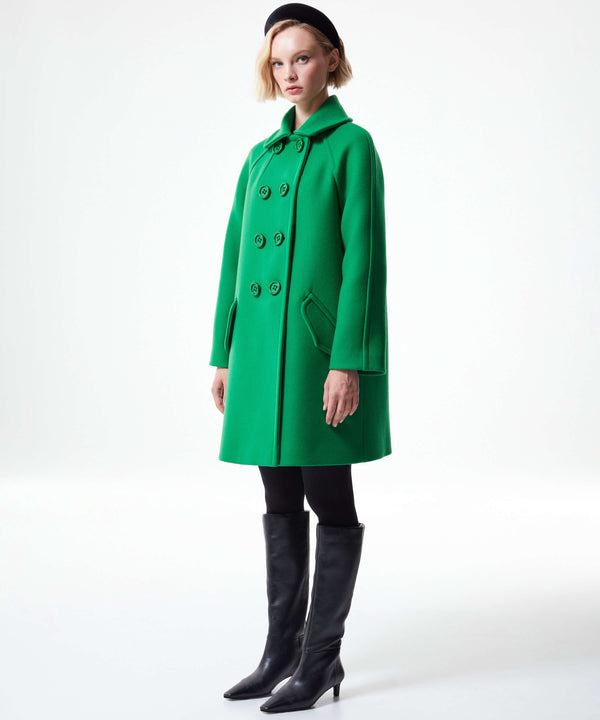 Machka Raglan Sleeve Wool Coat Green