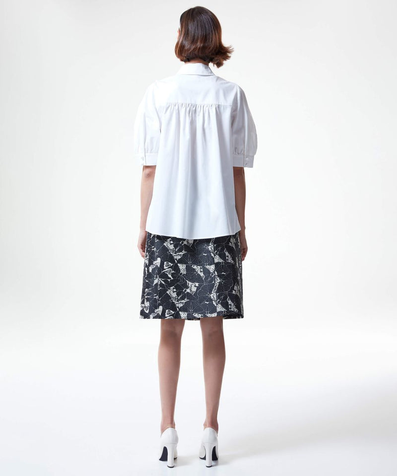 Machka Embroidered Floral Yoke Solid Shirt White