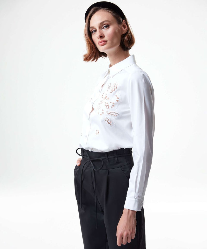 Machka All Over Cut Out Poplin Shirt White