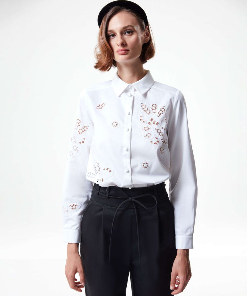 Machka All Over Cut Out Poplin Shirt White