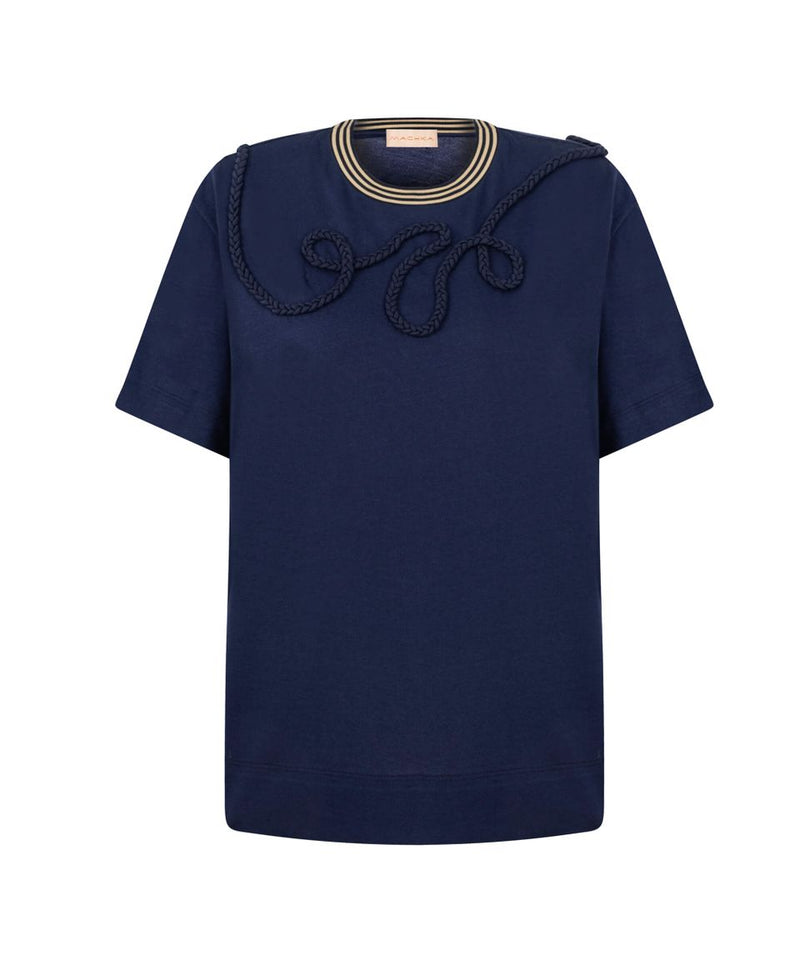 Machka Braided Cord Detail Solid Top Navy