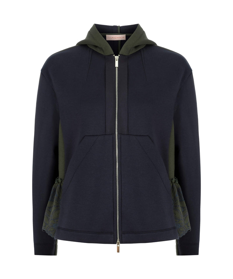 Machka Two-Tone Hooded Sweatshirt Navy Blue