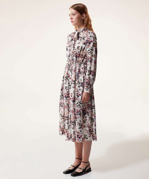 Machka Collar Lace Detail Printed Dress Old Rose