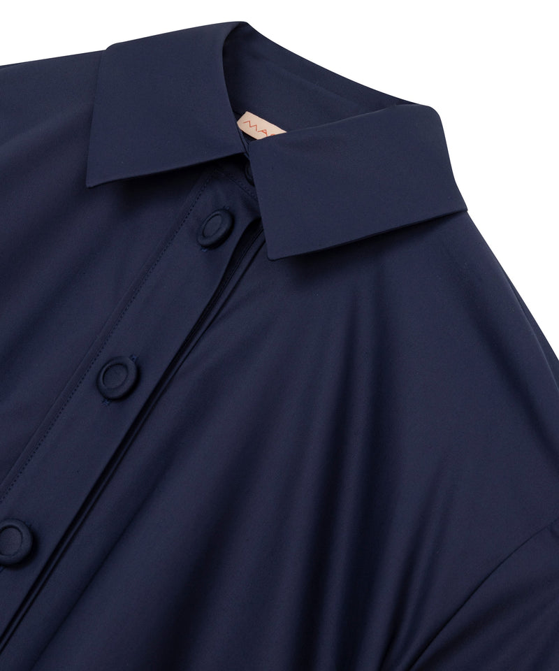 Machka Belted Midi Shirt Dress Navy Blue