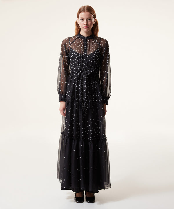 Machka Polka Dot Belted Dress Black