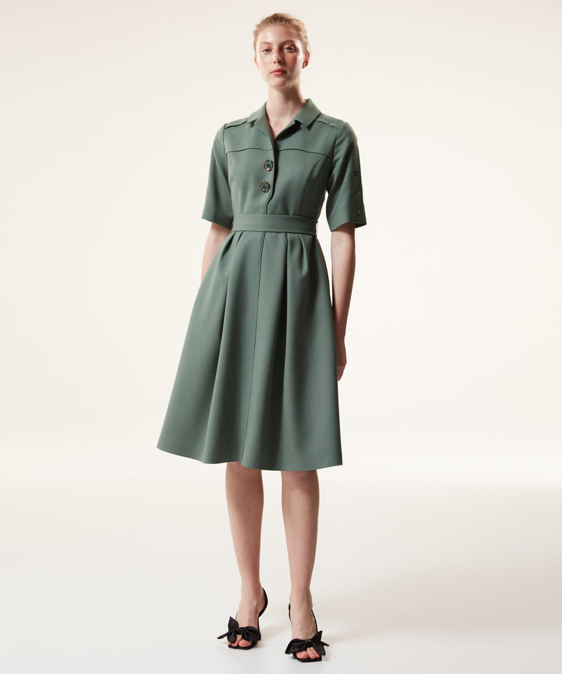 Machka Wool Blend Dress With Ornamental Buttons Light Green