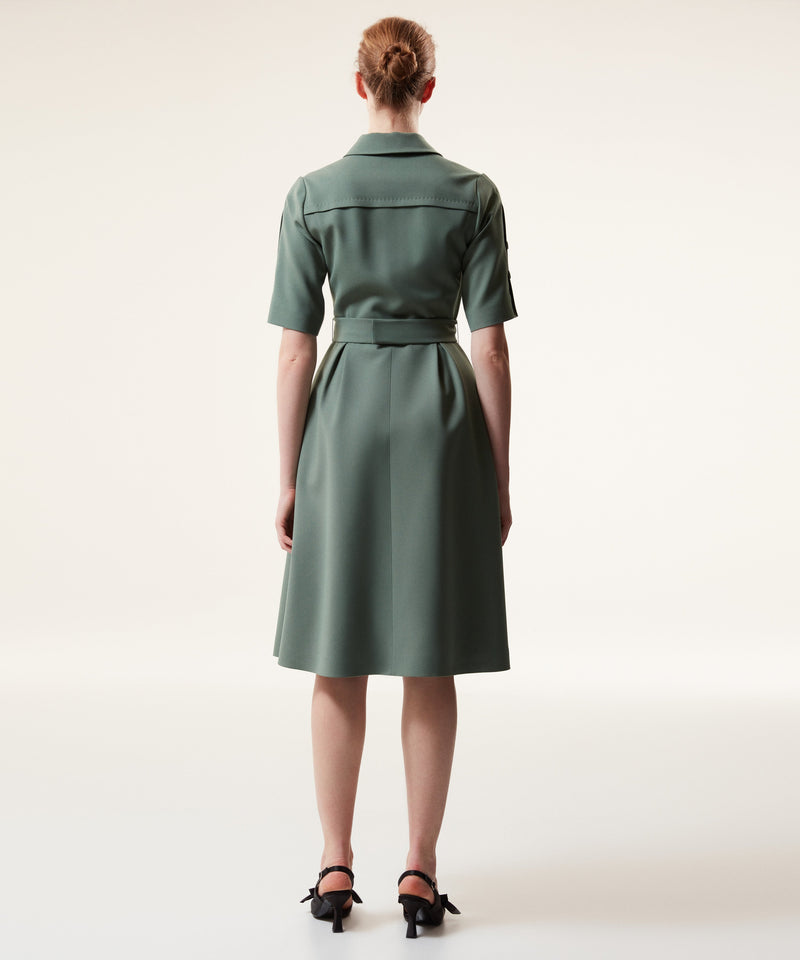 Machka Wool Blend Dress With Ornamental Buttons Light Green