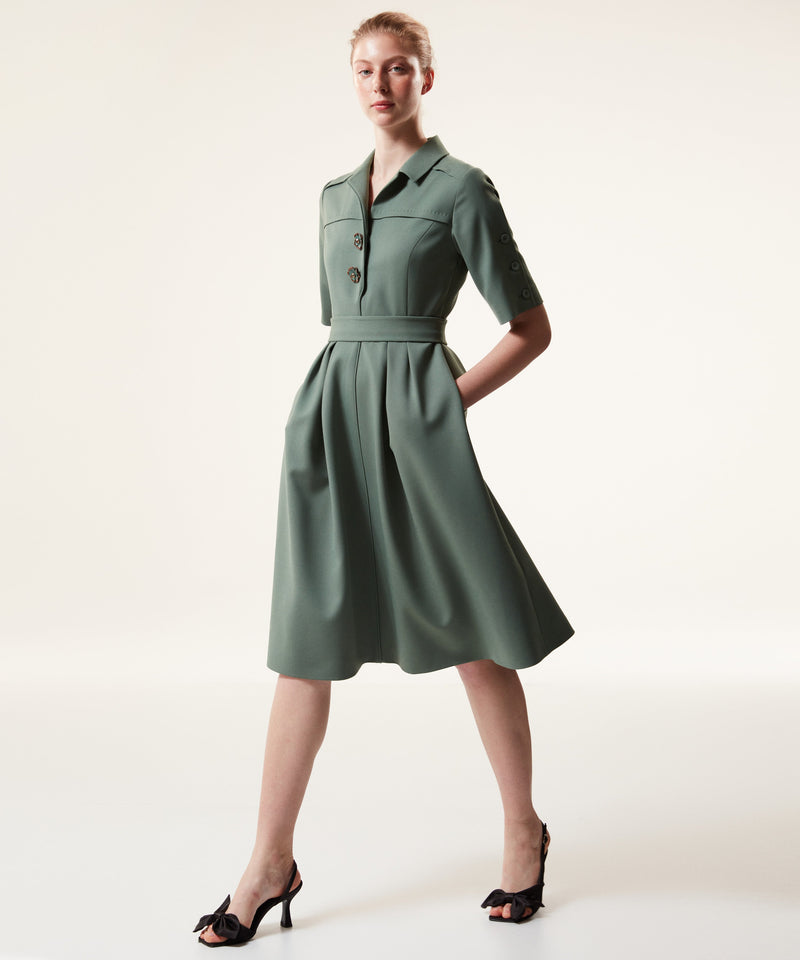 Machka Wool Blend Dress With Ornamental Buttons Light Green