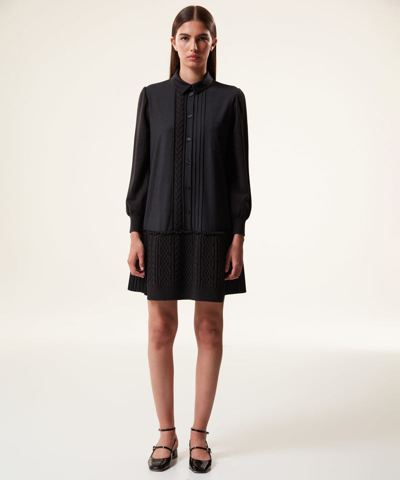 Machka Wool Blend Knitwear Mix Dress Anthracite