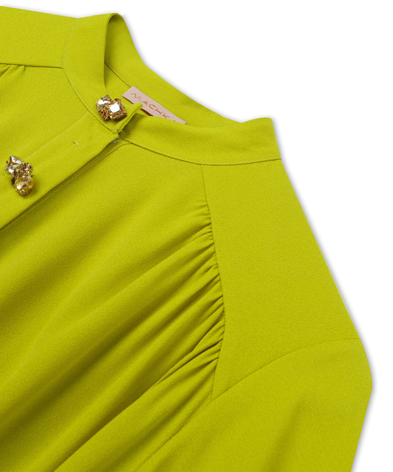 Machka Belted Dress With Stone Button Details Yellow