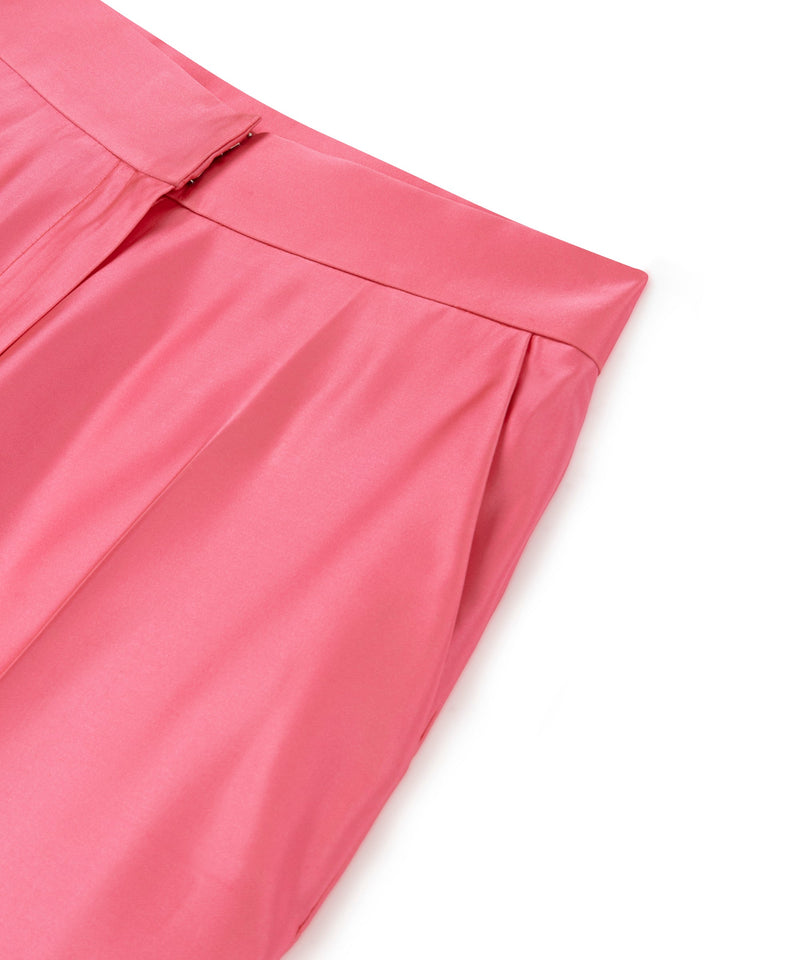 Machka Shiny Textured Solid Trousers Pink