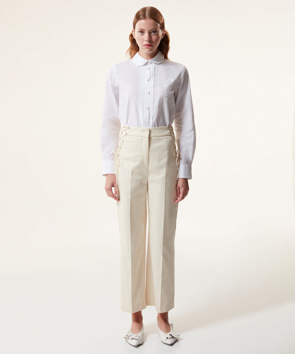 Machka Solid Tie Detail Trousers Off White