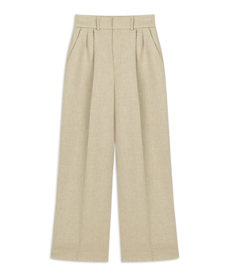 Machka Wide Cut Solid Trousers Camel